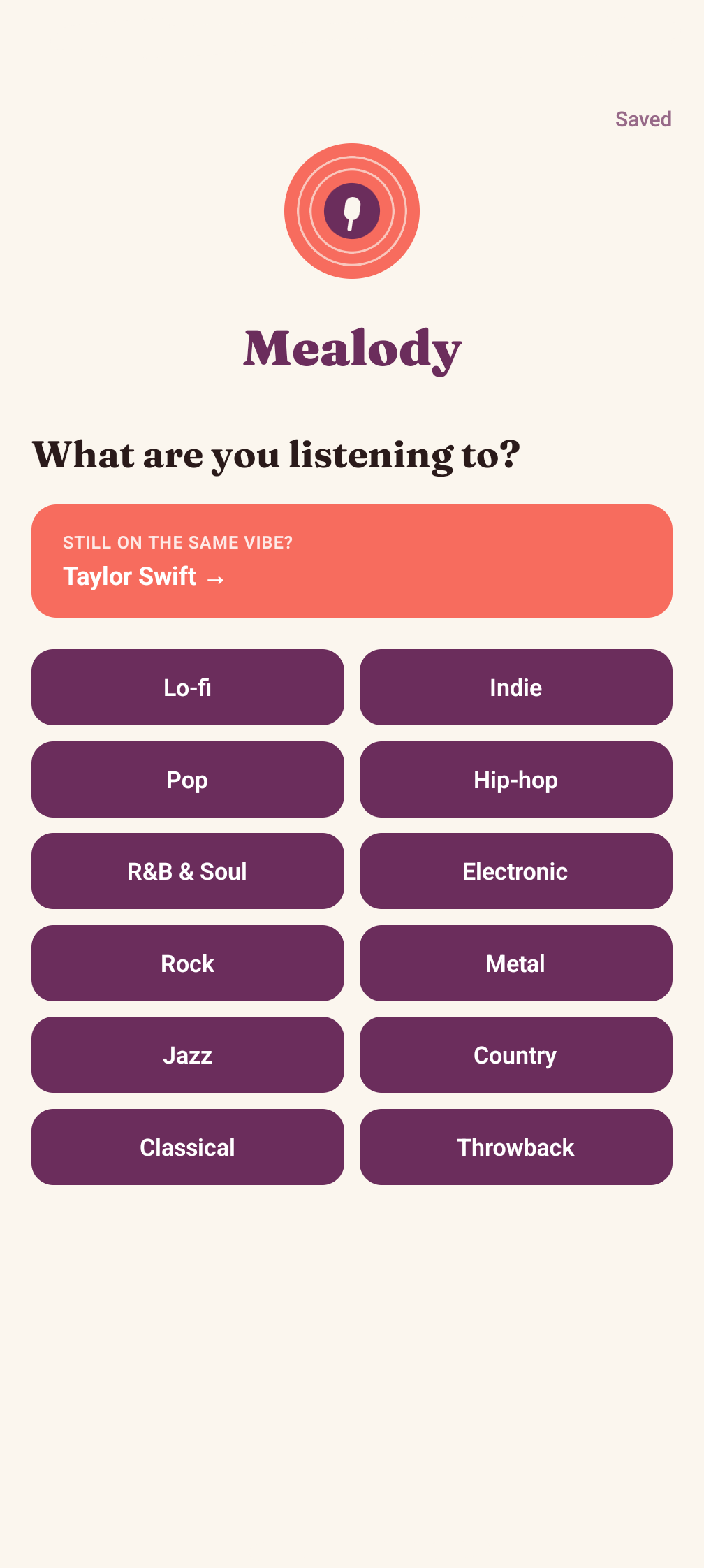 Mealody — What are you listening to? Pick a genre.